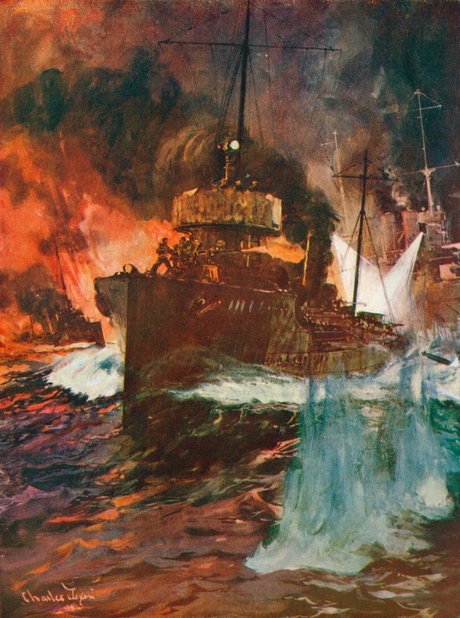 En nattattack. Torpedbåtar i arbete, c1918 1919 av Charles Dixon