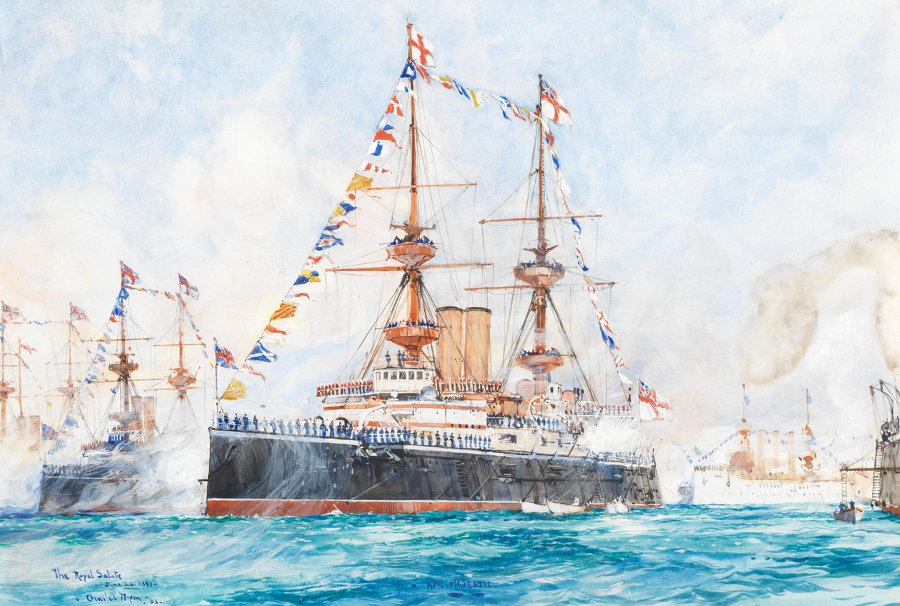 HMS Majestic vid flottbesöket i Spithead i samband med diamantjubileet 1897 av Charles Dixon