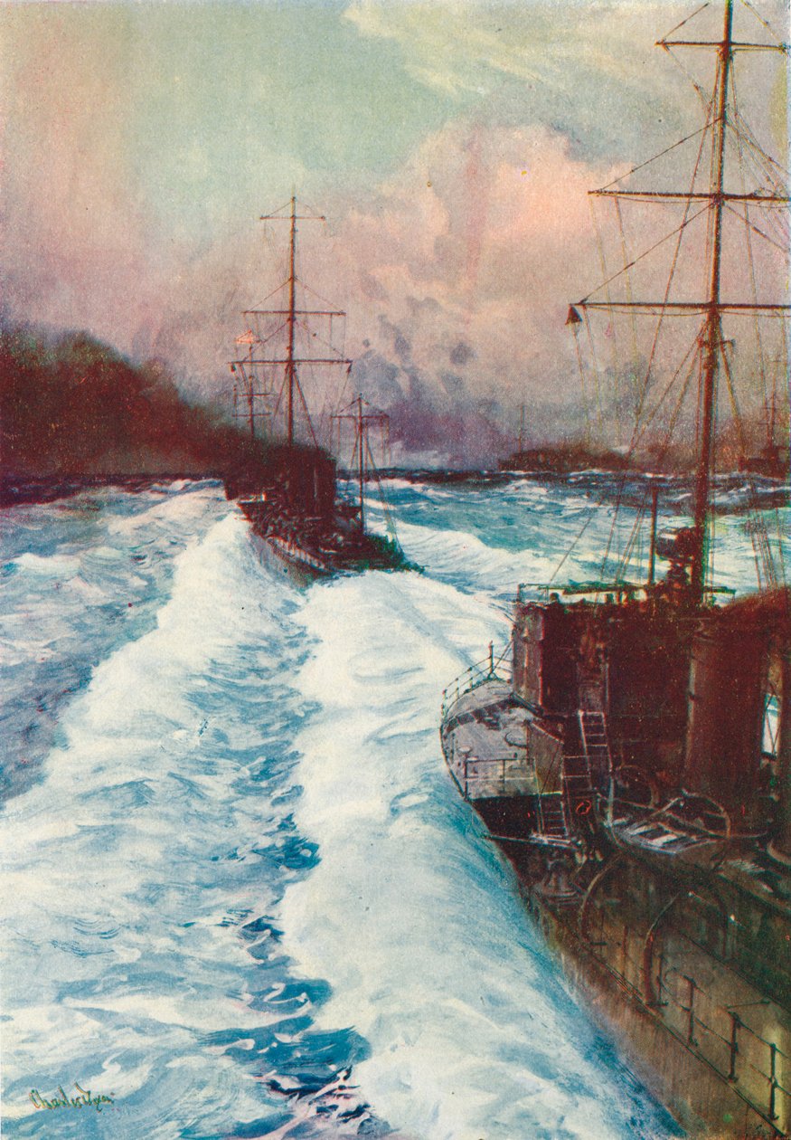 Havets bålgetingar. Destroyers at Speed, c1917 1919 av Charles Dixon