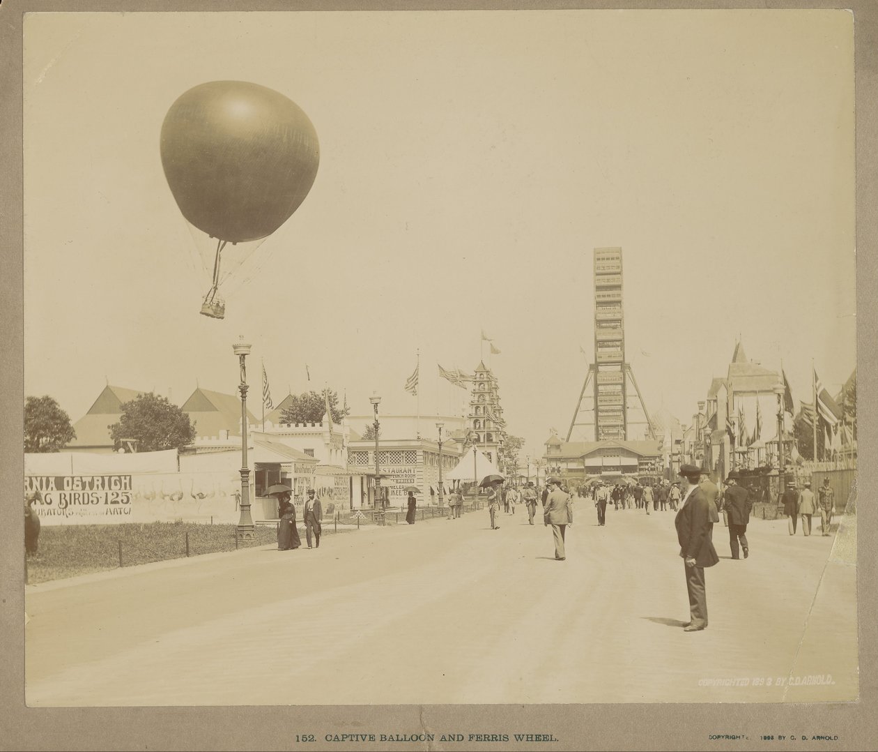 Ballong och pariserhjul, World Columbian Exposition, Chicago av Charles Dudley Arnold