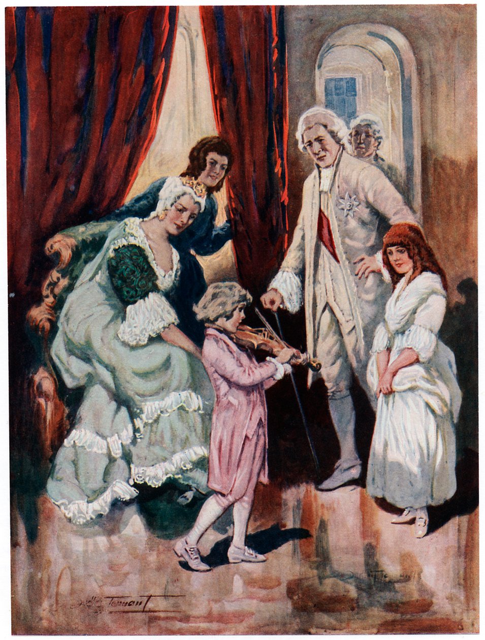 Mozart vinner kunglighetens hjärta c1763 tidigt 1900-tal av Charles Dudley Tennant