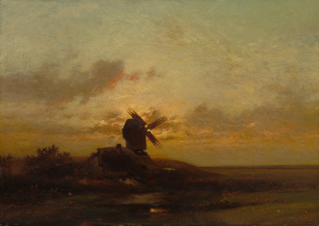 Väderkvarn, sent 1850-tal (olja på tyg) av Charles Duprez