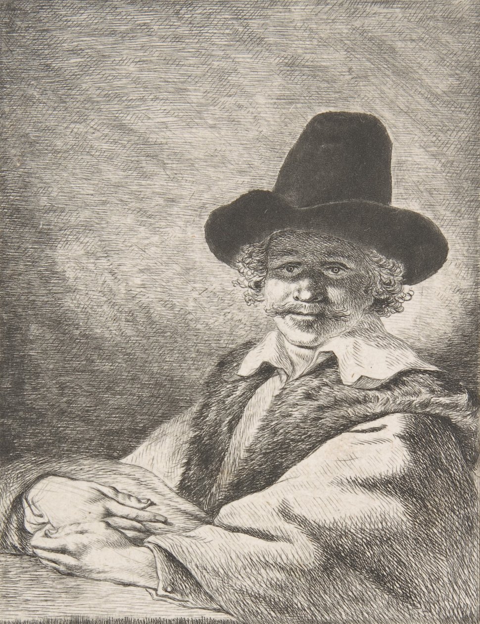 Porträtt av sittande man i hatt, 1782. av Charles Echard