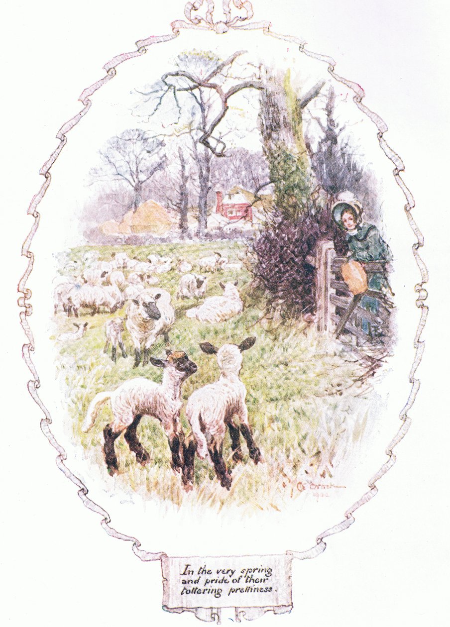 På våren av deras vacklande skönhet (färg litho) av Charles Edmund Brock