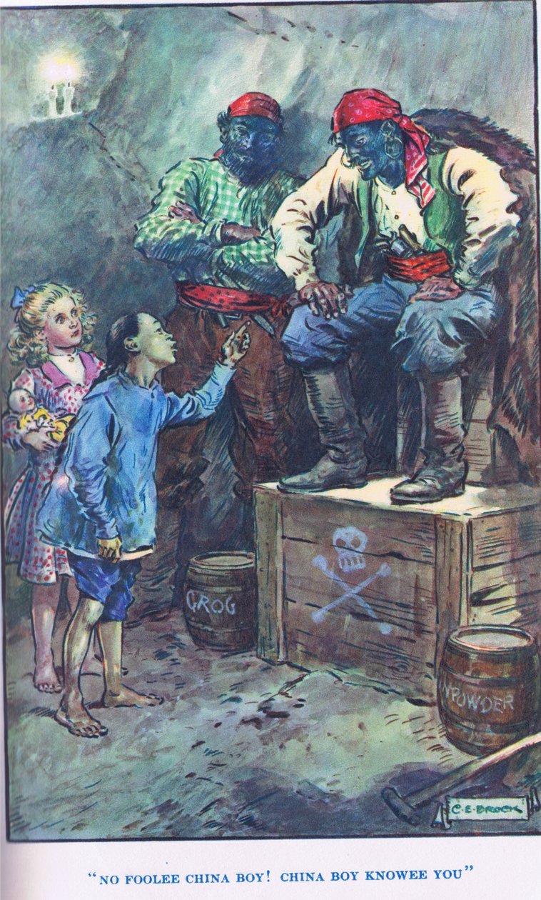 Queen of the Pirate Isle, illustration från "Modern Stories" av Charles Edmund Brock