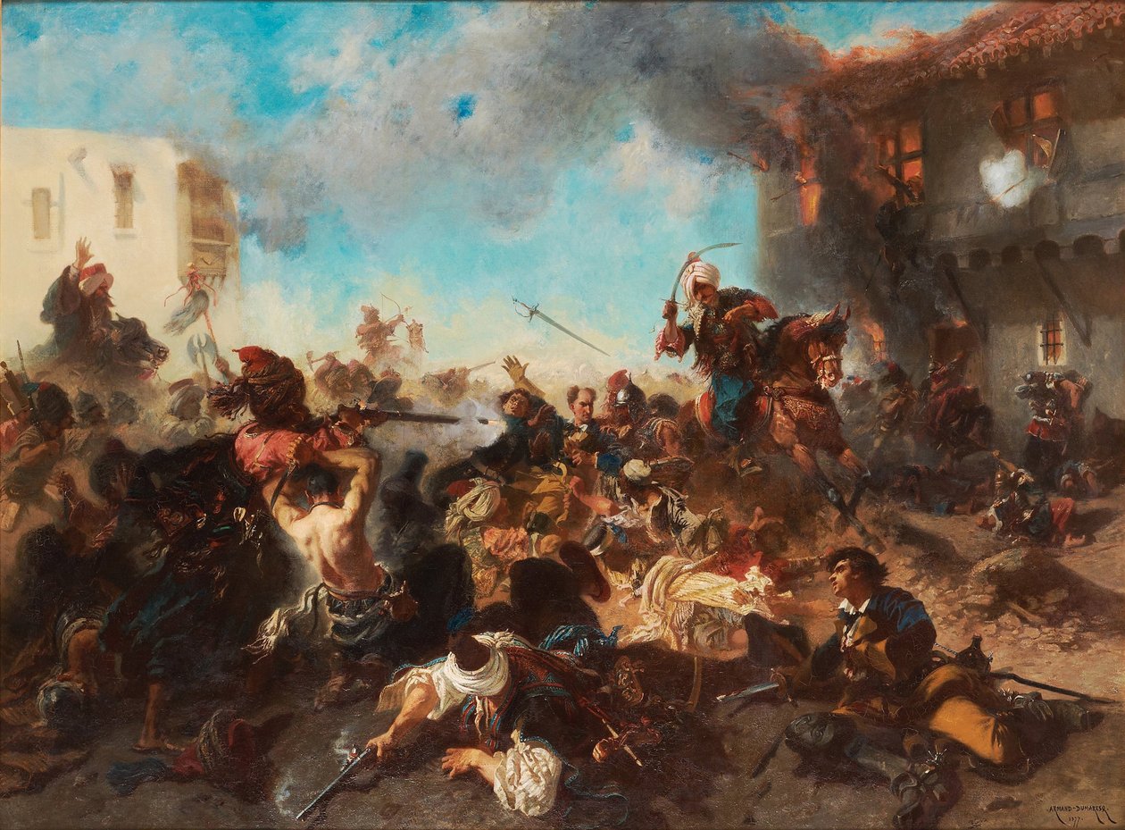 Stridningen vid Bender Kalabaliken i Bender, 1877 av Charles Edouard Armand Dumaresq