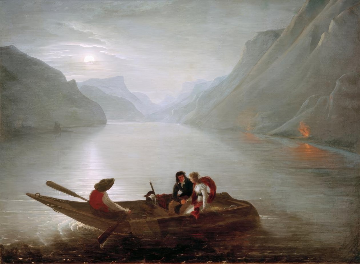 Julie och Saint-Preux vid Genèvesjön av Charles Edouard Crespy Le Prince