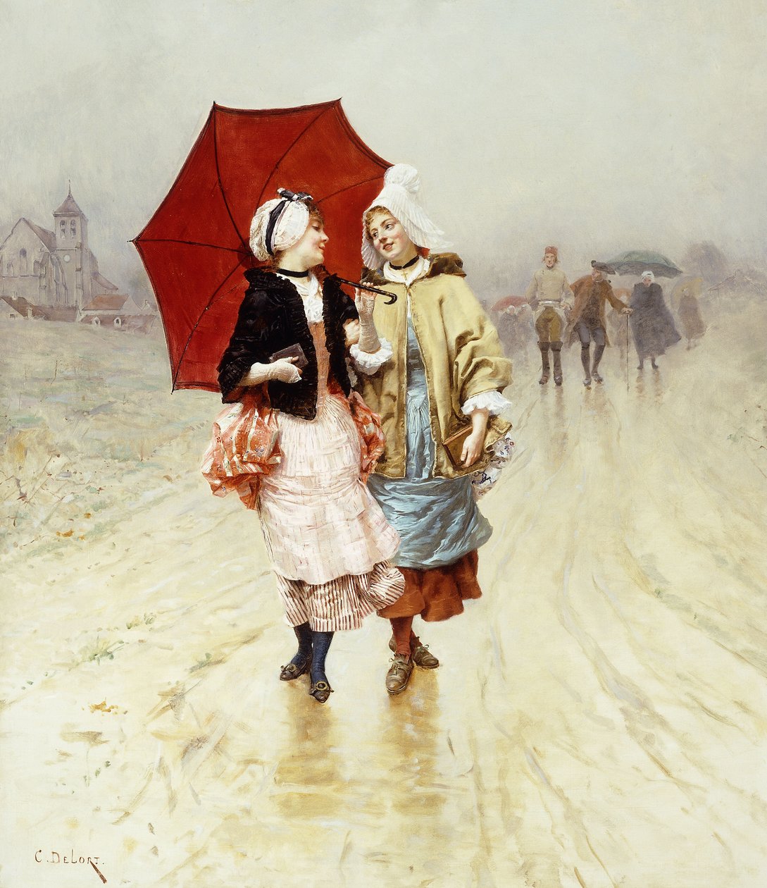 Det röda paraplyet, av Charles Edouard Delort