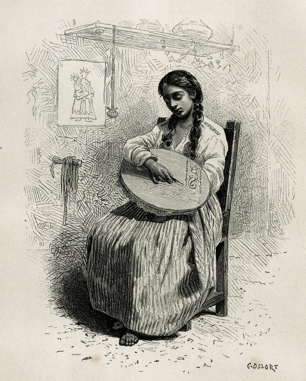 Broderskan, i Salento, regionen Quindio (Colombia), gravyr av Ch.Delort, för att illustrera berättelsen om America Equinoxiale av E.Andre, uppdrag av den franska regeringen, publicerad i Tour du monde, under ledning av Edouard Charto. av Charles Edouard Delort