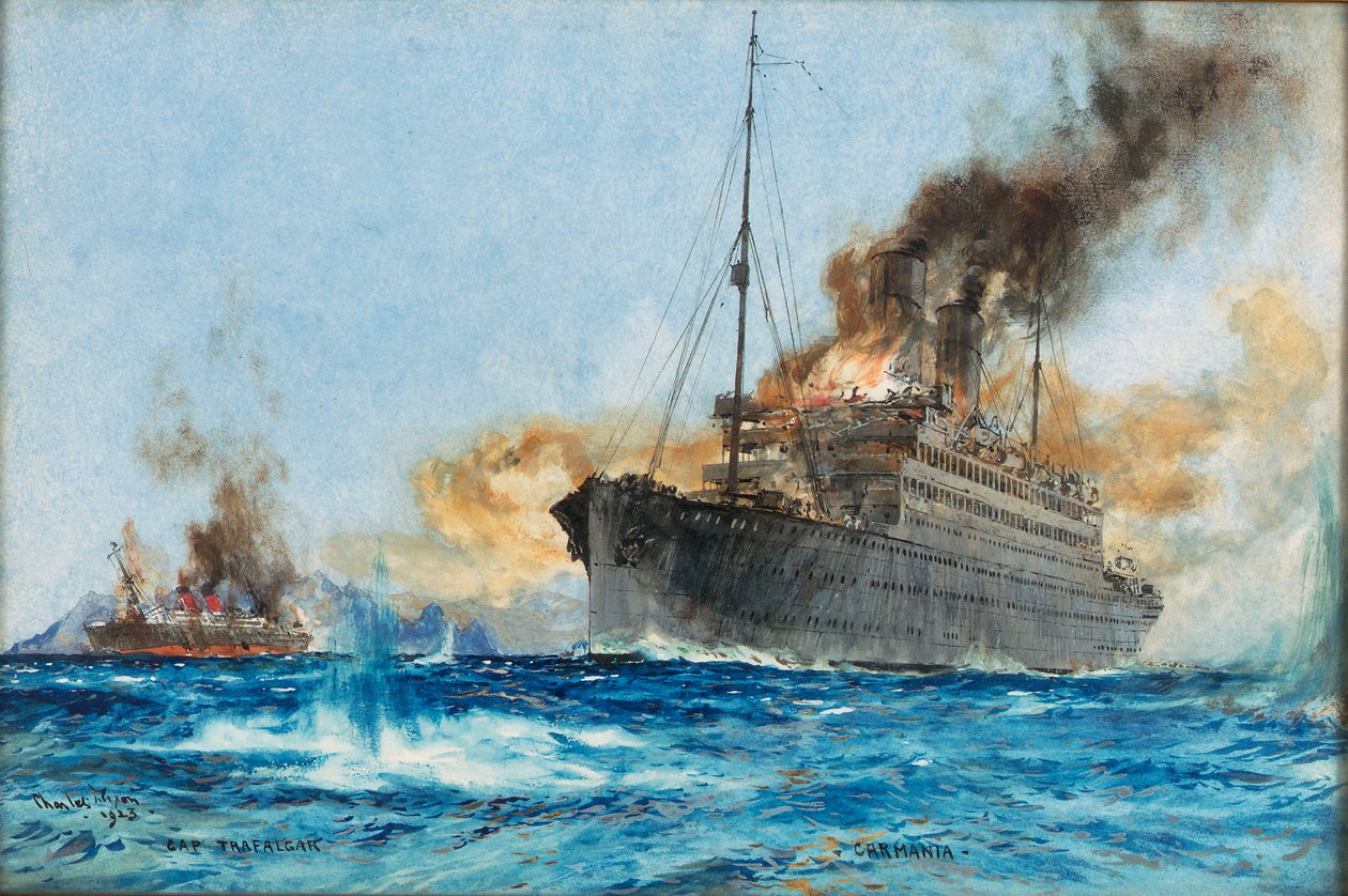 Carmania" sänker "Cap Trafalgar" utanför Trinidade i Sydatlanten av Charles Edward Dixon