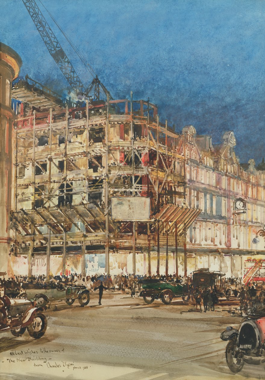Konstruktion av den nya byggnaden för Bourne och Hollingsworth, Oxford Street, London av Charles Edward Dixon