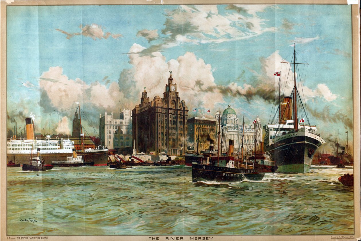 The River Mersey, från serien "Western Gateway to the Empire" av Charles Edward Dixon