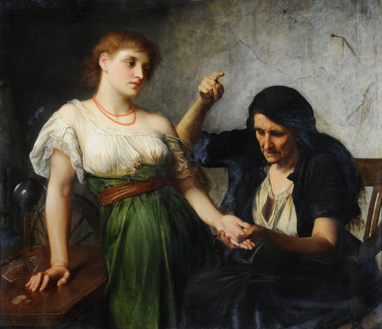 The Fortune Teller (olja på duk) av Charles Edward Halle