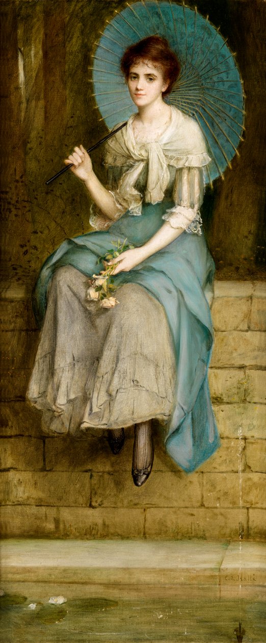 Fontänen (olja på duk) av Charles Edward Halle