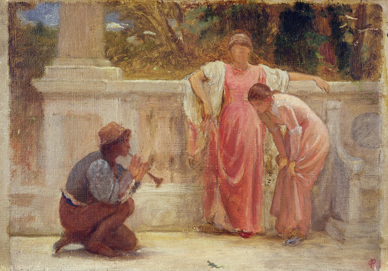 The Green Lizard, 1902 (penna och olja ombord) av Charles Edward Perugini