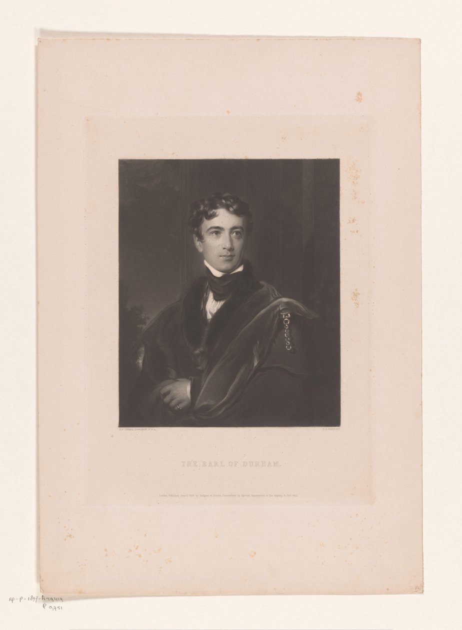 Porträtt av John George Lambton The Earl of Durham (titel på objekt) av Charles Edward Wagstaff