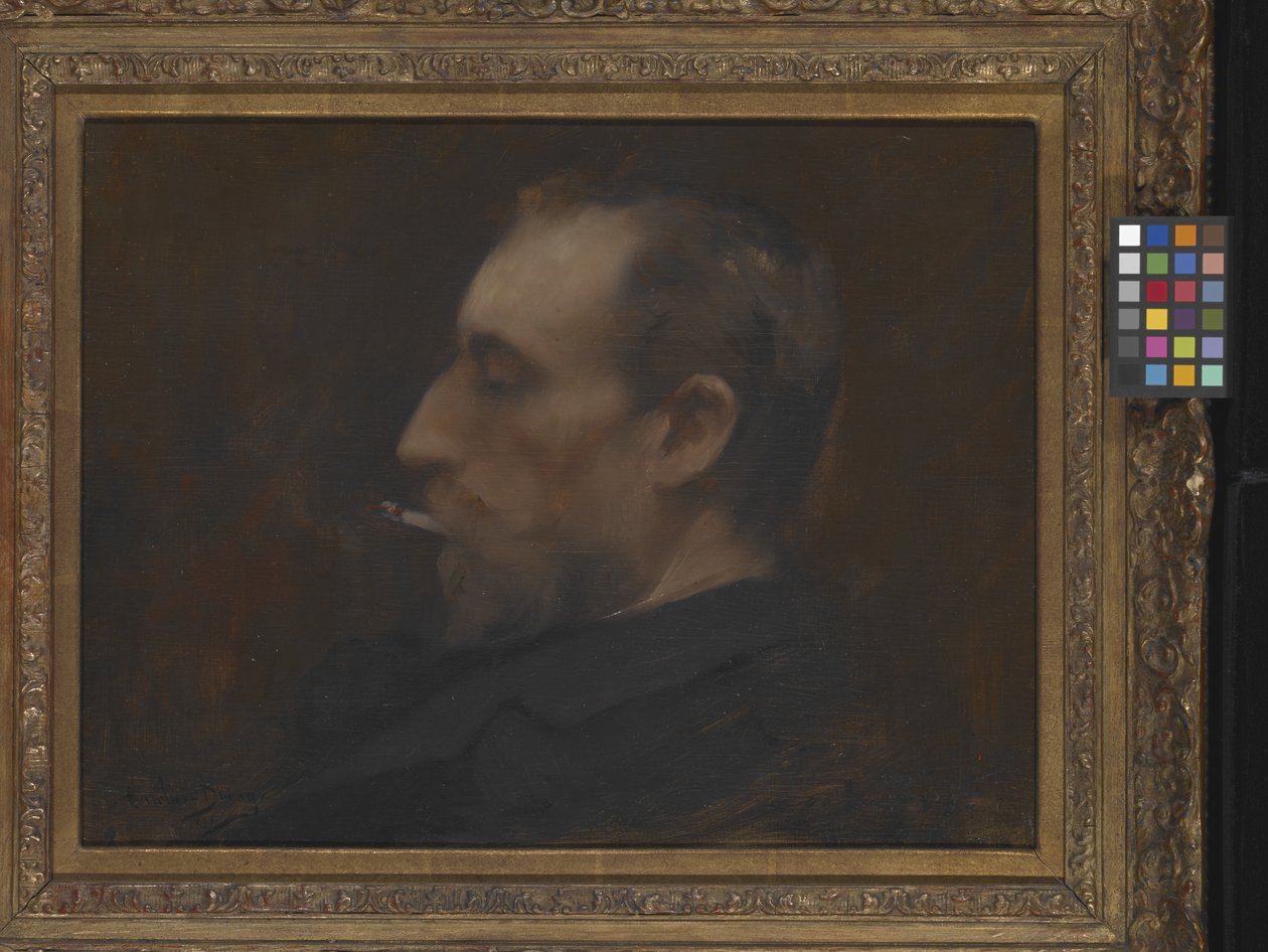 Porträtt av en man (olja på trä) av Charles Emile Auguste Carolus Duran