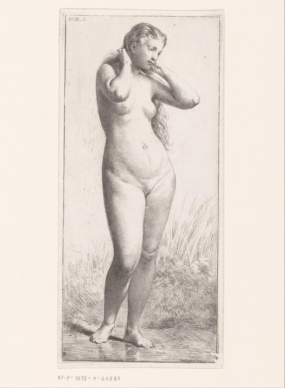 Stående naken kvinna av Charles Emile Jacque (attributed to)