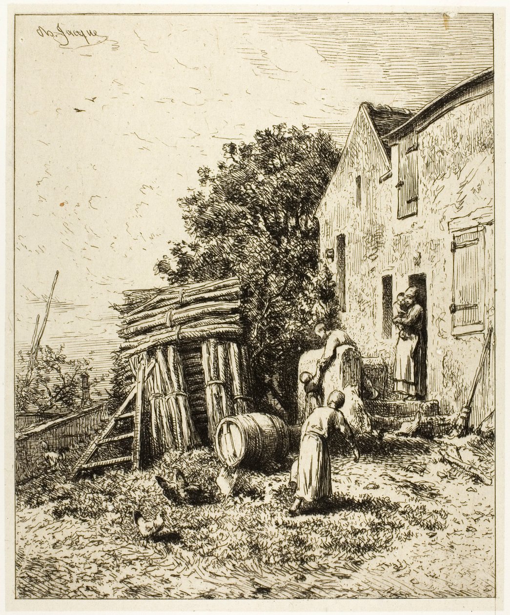 En rustik bostad av Charles Emile Jacque