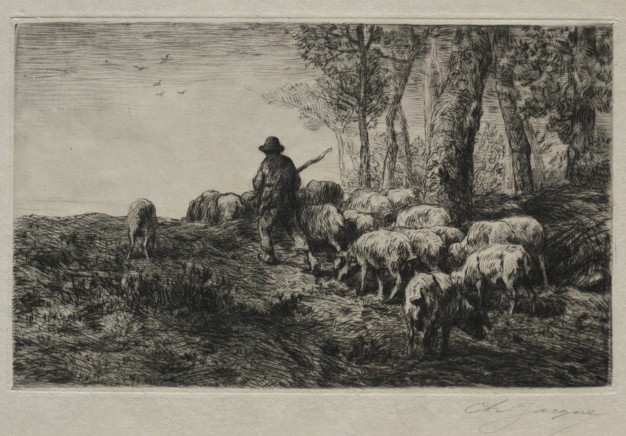 En flock svin av Charles Emile Jacque