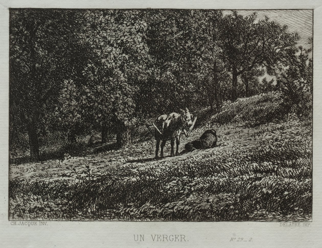 En fruktträdgård. av Charles Emile Jacque