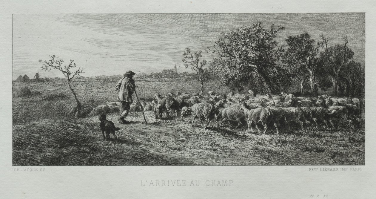 Anländer till fältet. av Charles Emile Jacque