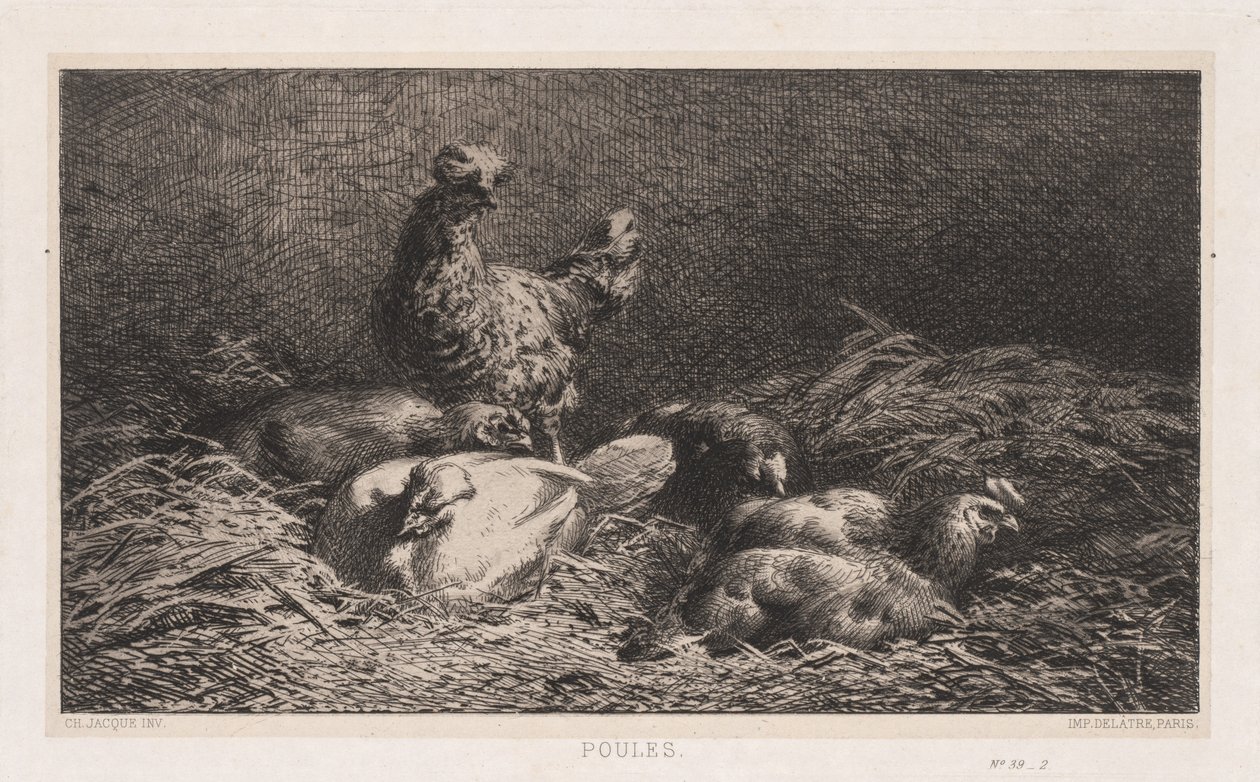 Kycklingar, 1867. av Charles Emile Jacque