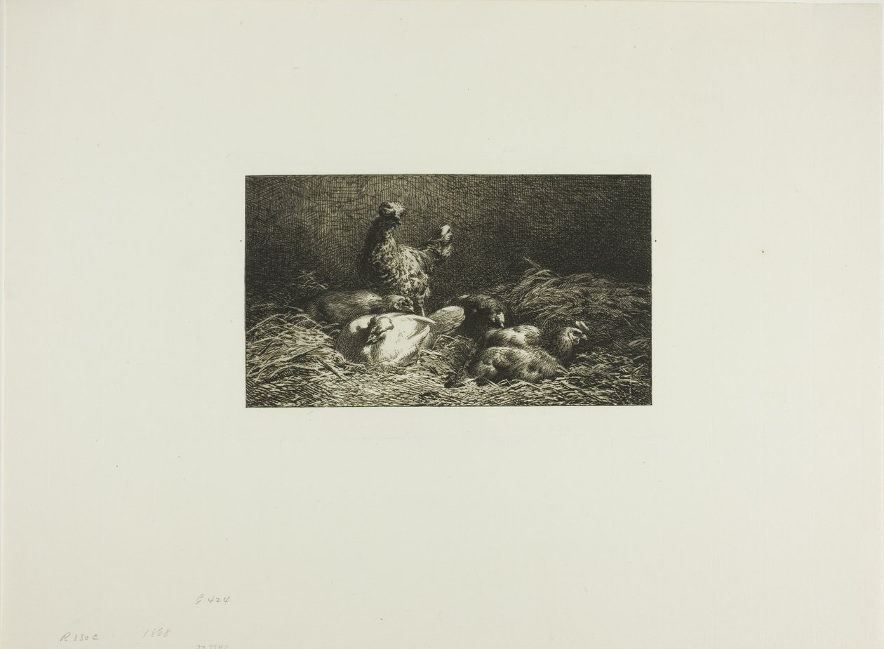 Kycklingar i sin gryta av Charles Emile Jacque