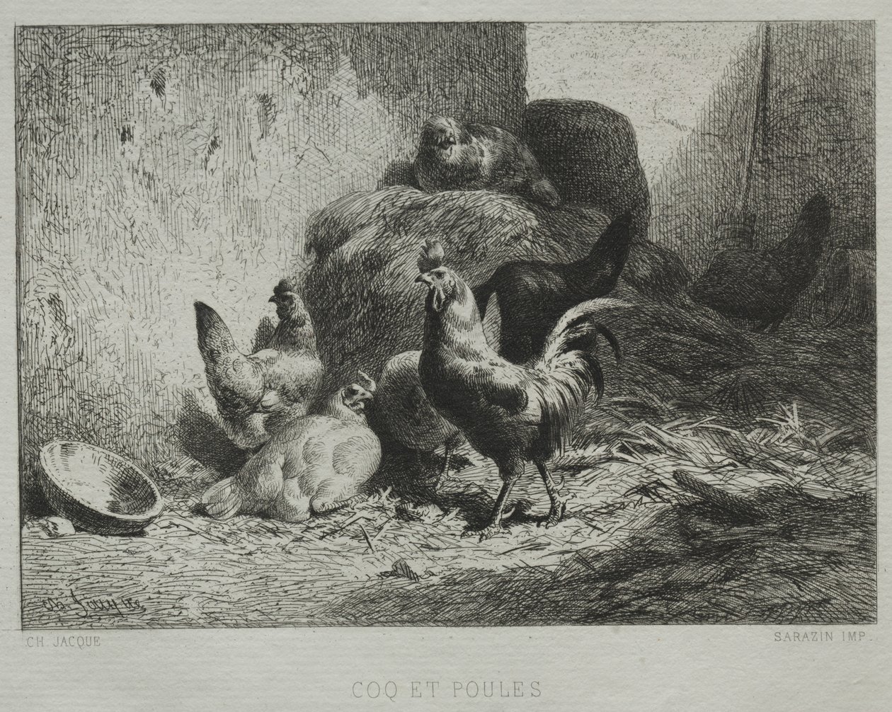 Tupp och höns. av Charles Emile Jacque