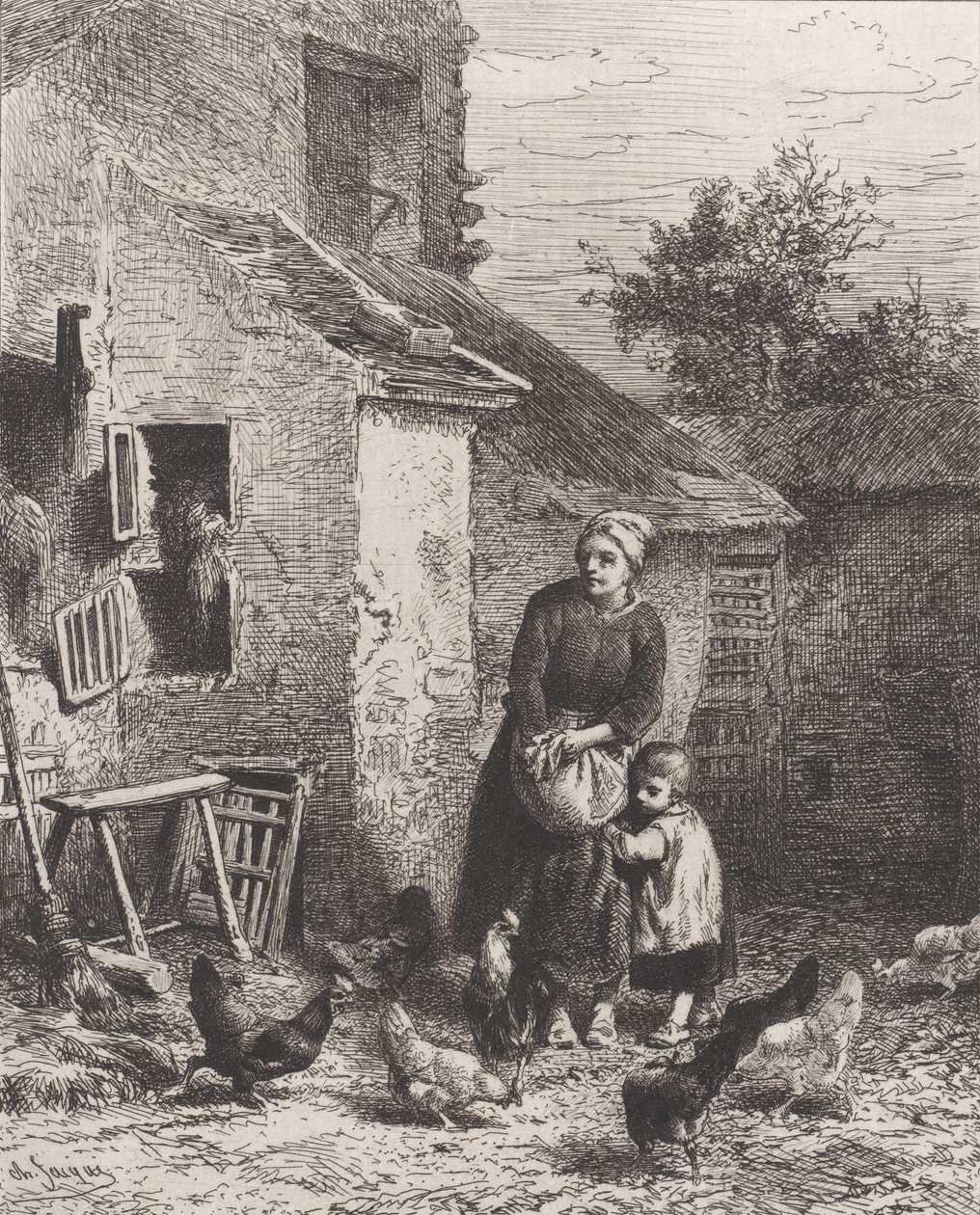 Hörn av gården, 1864. av Charles Emile Jacque