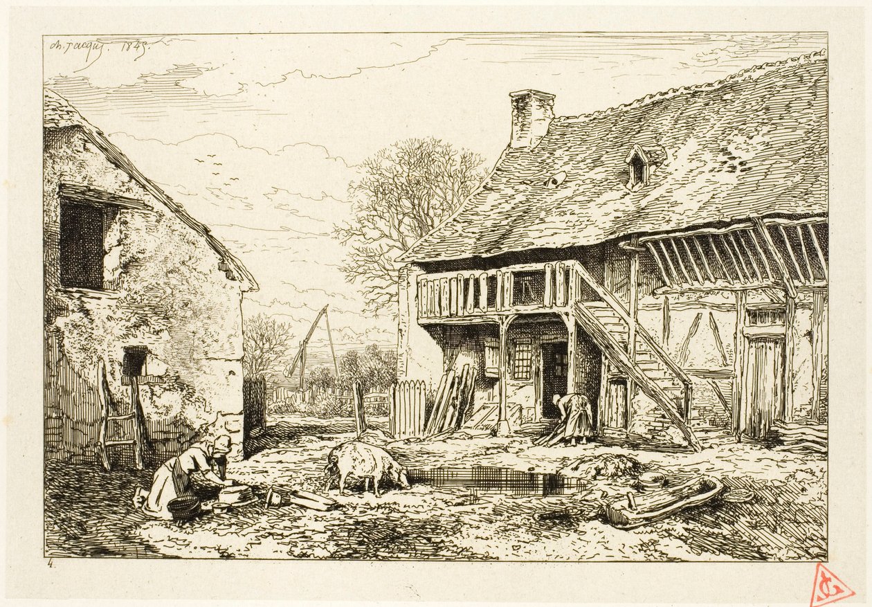 Gård till en bondebostad av Charles Emile Jacque