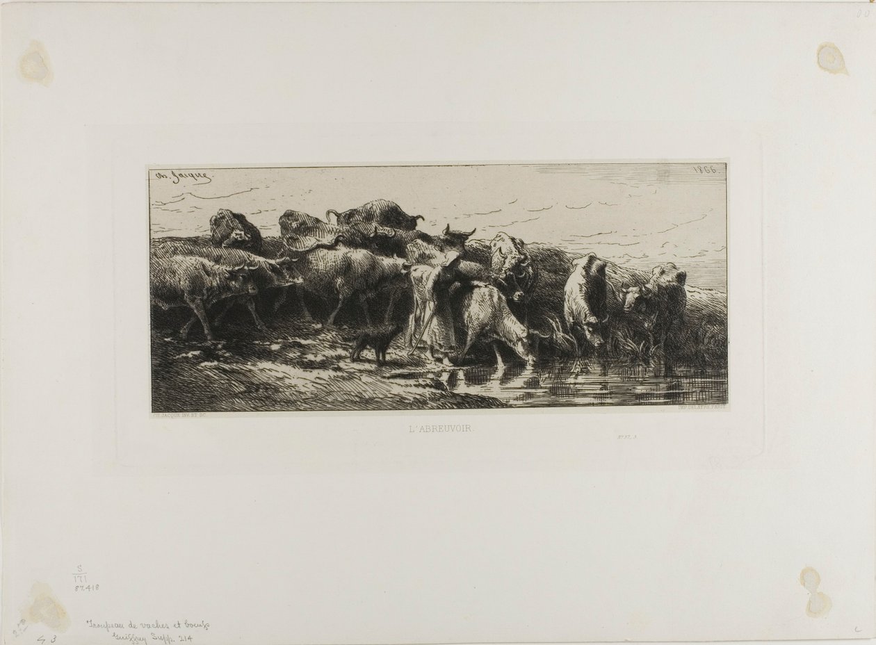 Kor som dricker av Charles Emile Jacque