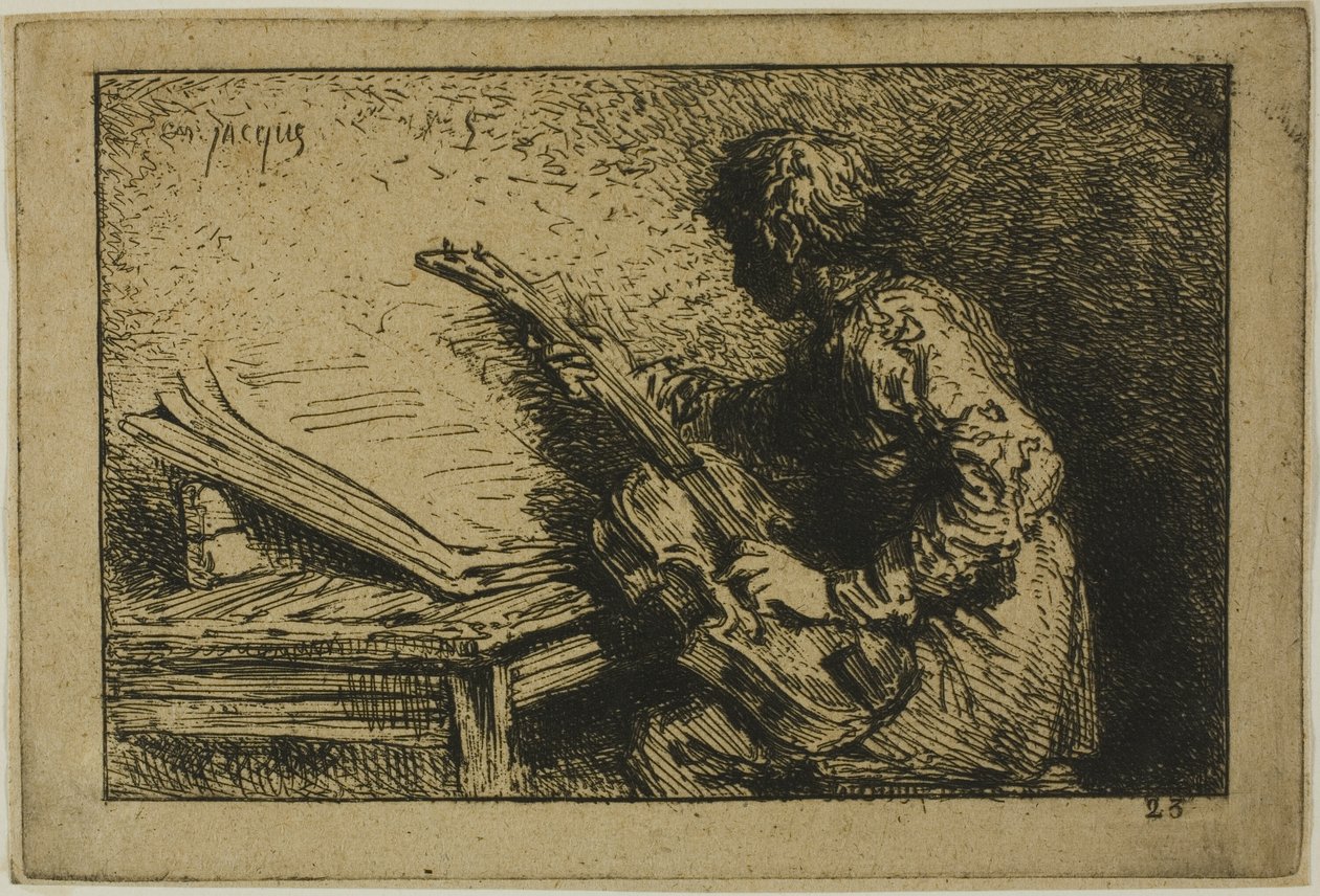 Gitarrspelare av Charles Emile Jacque