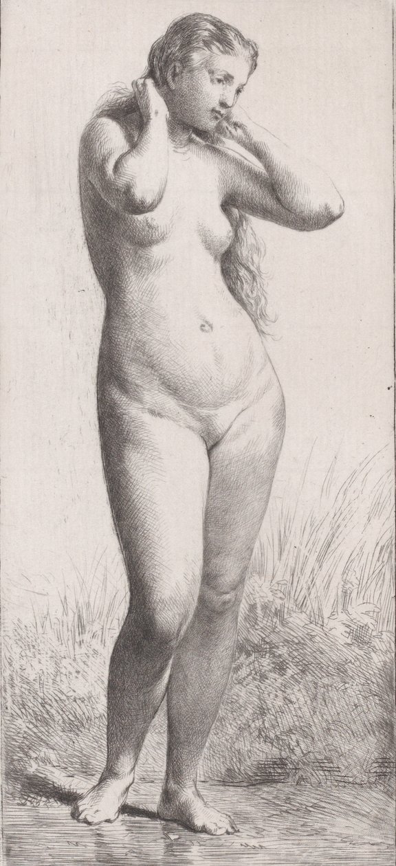 Ung kvinna i badet, 1866. av Charles Emile Jacque