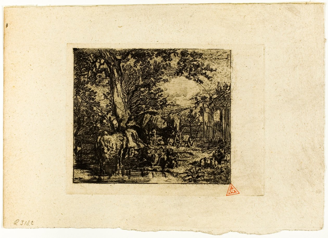 Landskap med djur av Charles Emile Jacque