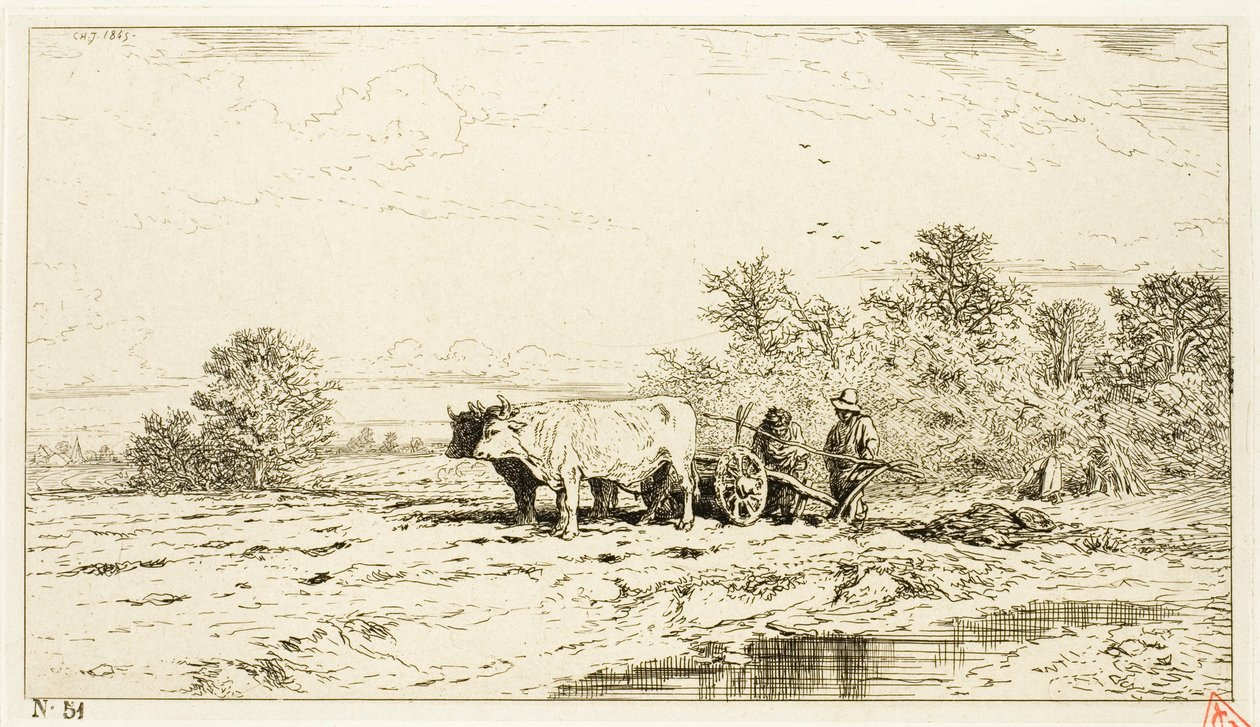 Landskap med lantarbetare av Charles Emile Jacque