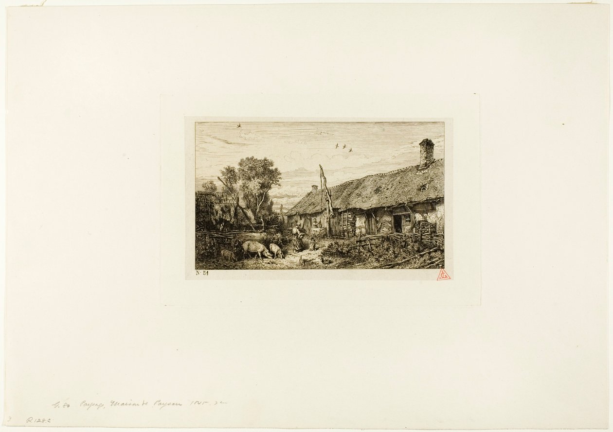 Landskap med bondehem av Charles Emile Jacque