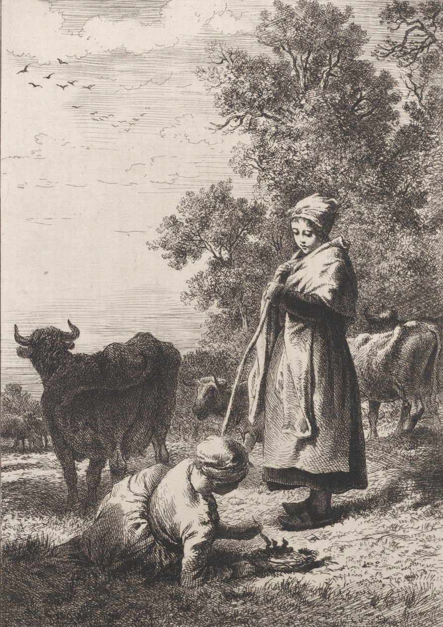 Little Milkmaids, 1864. av Charles Emile Jacque