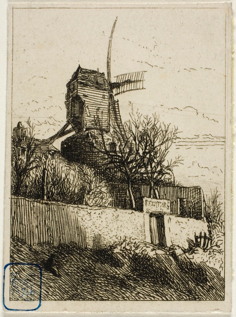 Lilla kvarnen i Montmartre av Charles Emile Jacque