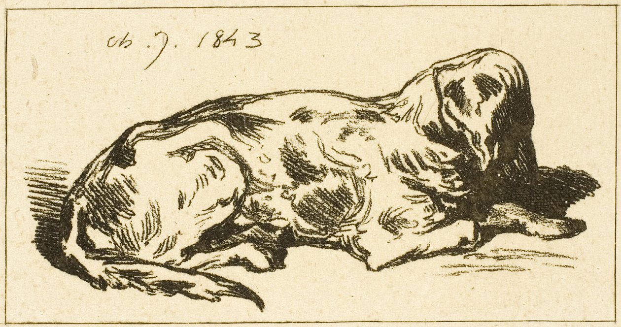 Liggande hund av Charles Emile Jacque
