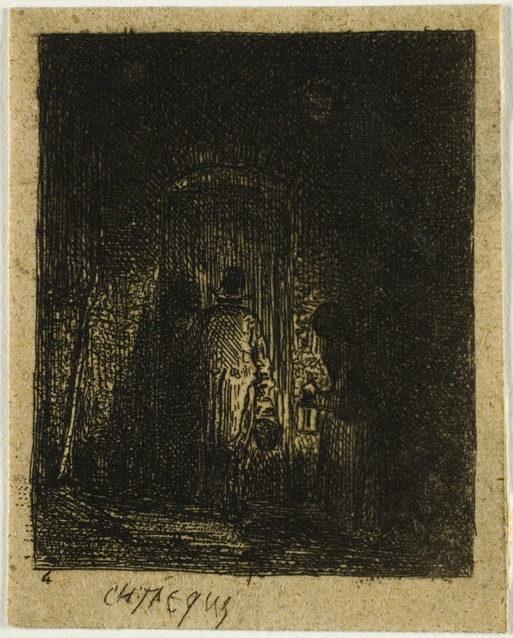 Man och kvinna med lyktor av Charles Emile Jacque