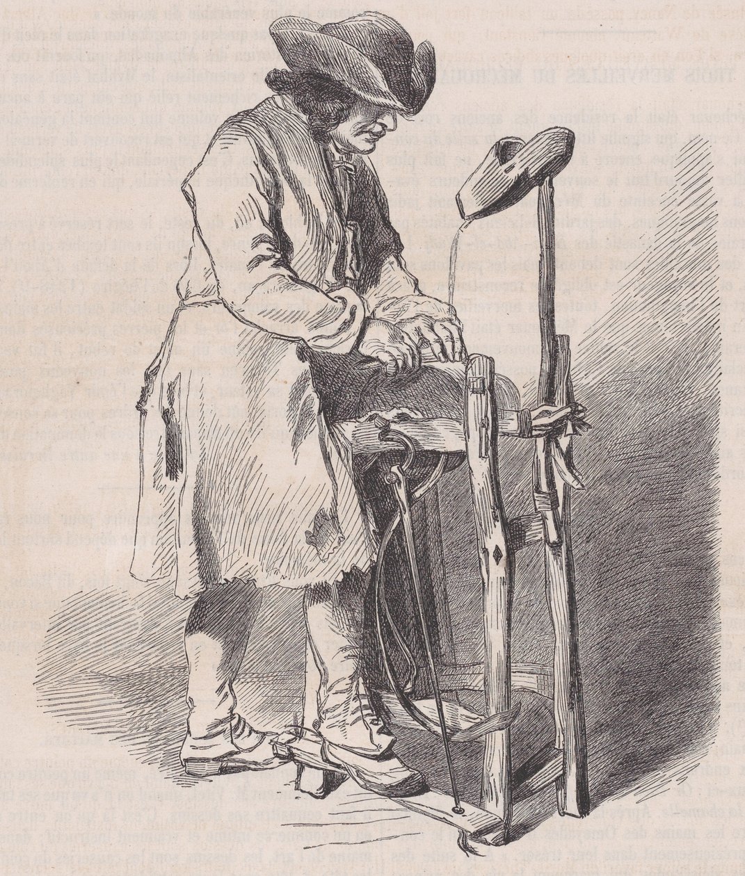 Louvren, samling teckningar, Le Remouleur, av Watteau, från Magasin Pitto..., ca. 1852. av Charles Emile Jacque