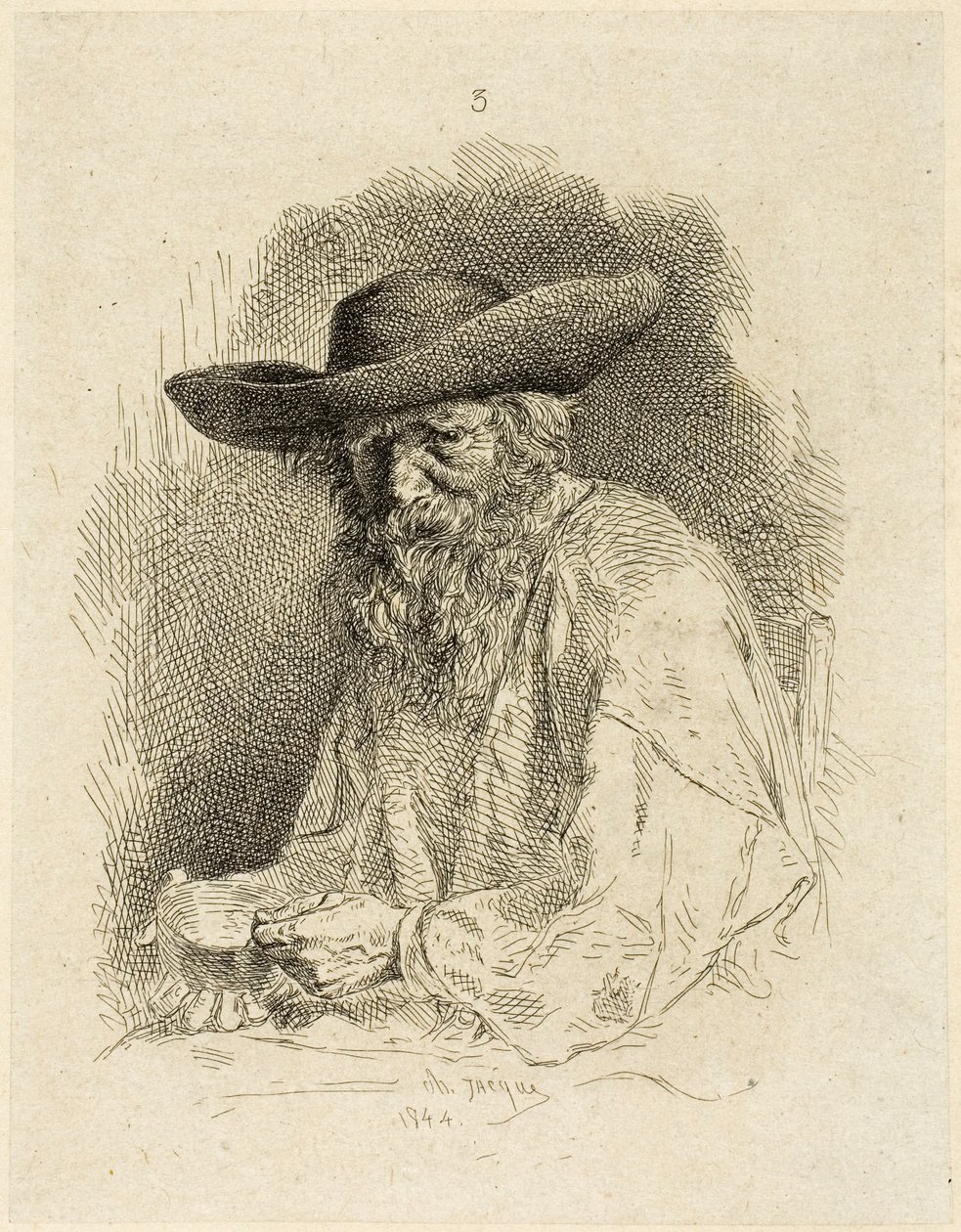Gammal man med rörplåt av Charles Emile Jacque