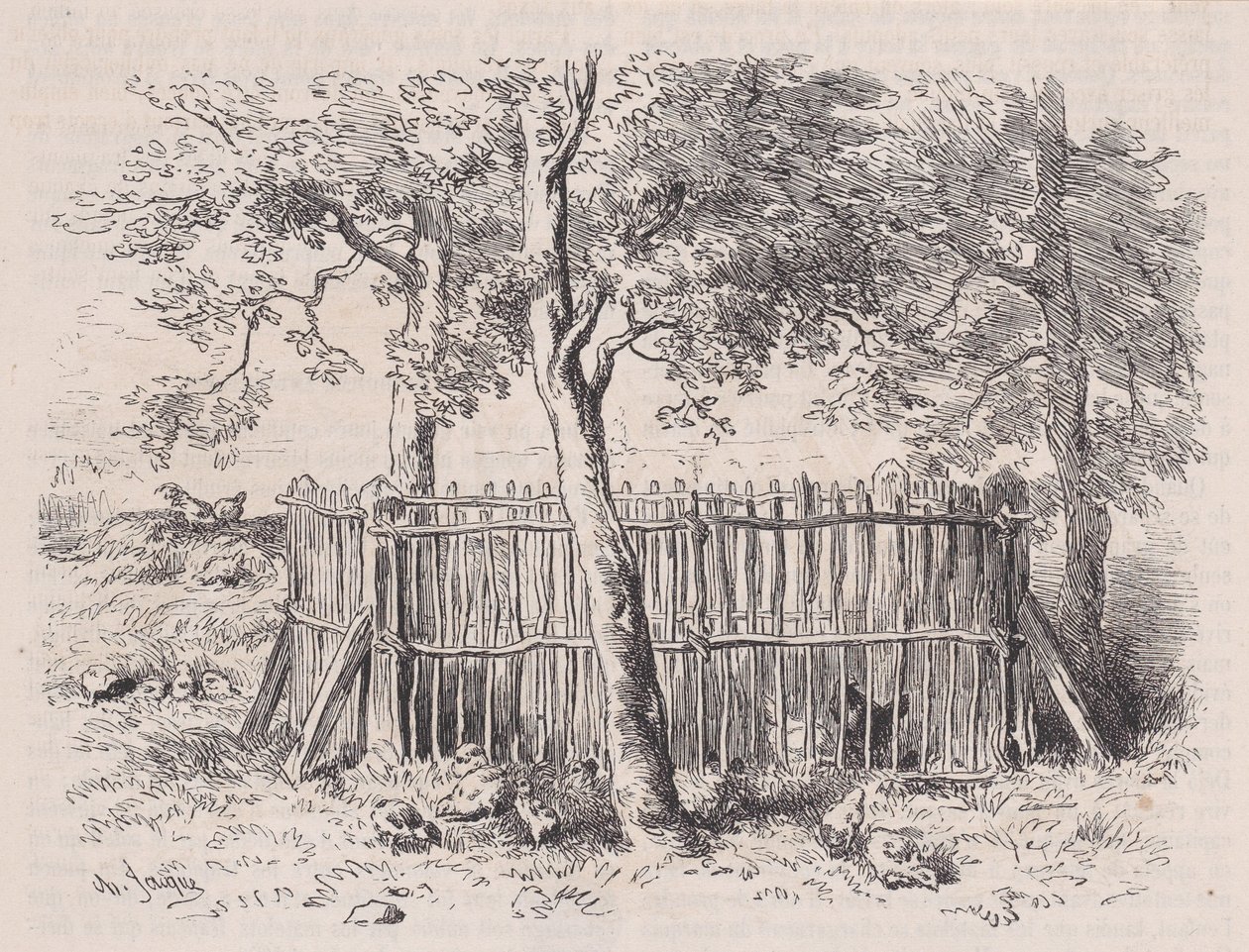 Skolpark, från Magasin Pittoresque, ca. 1852. av Charles Emile Jacque