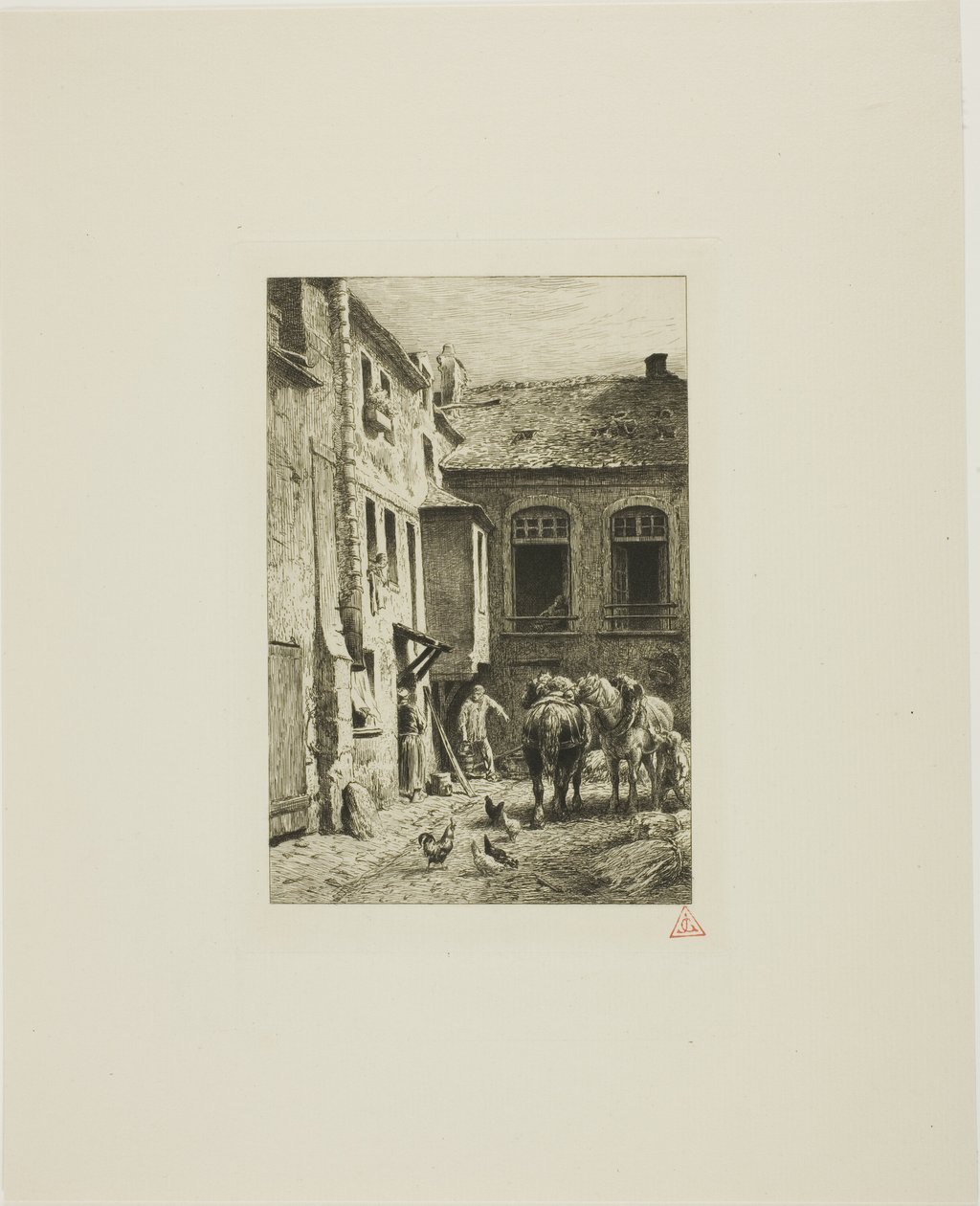 Parisisk innergård av Charles Emile Jacque