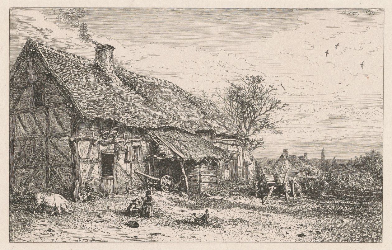 Bondgård av Charles Emile Jacque