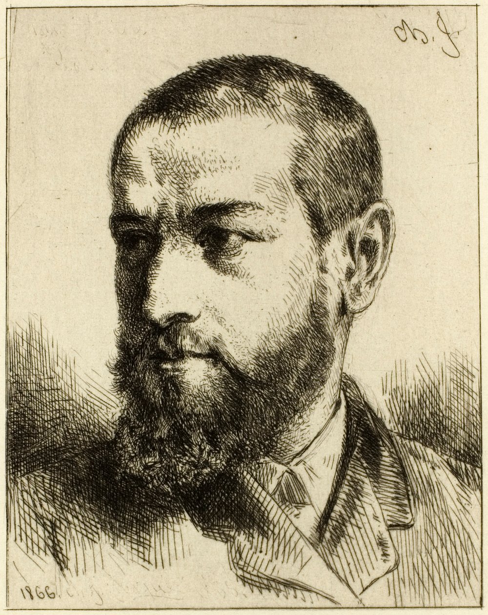 Porträtt av J.J. Guiffrey av Charles Emile Jacque