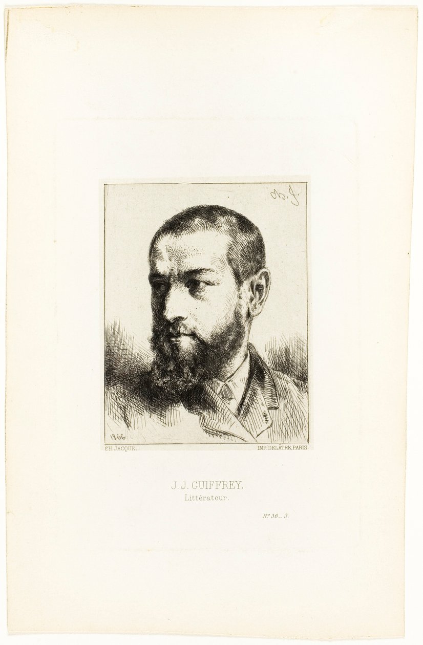 Porträtt av J.J. Guiffrey av Charles Emile Jacque