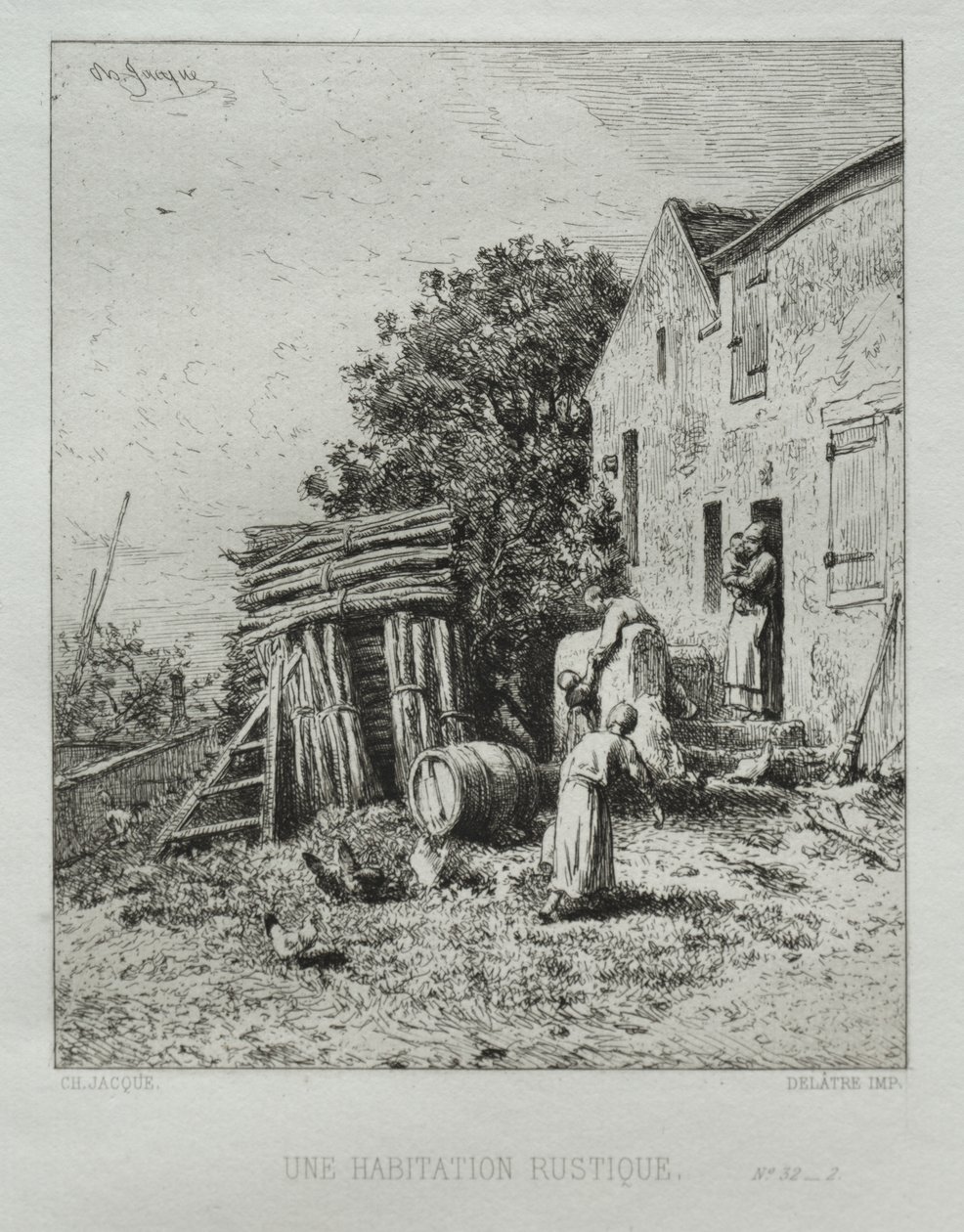 Rustikt hus av Charles Emile Jacque