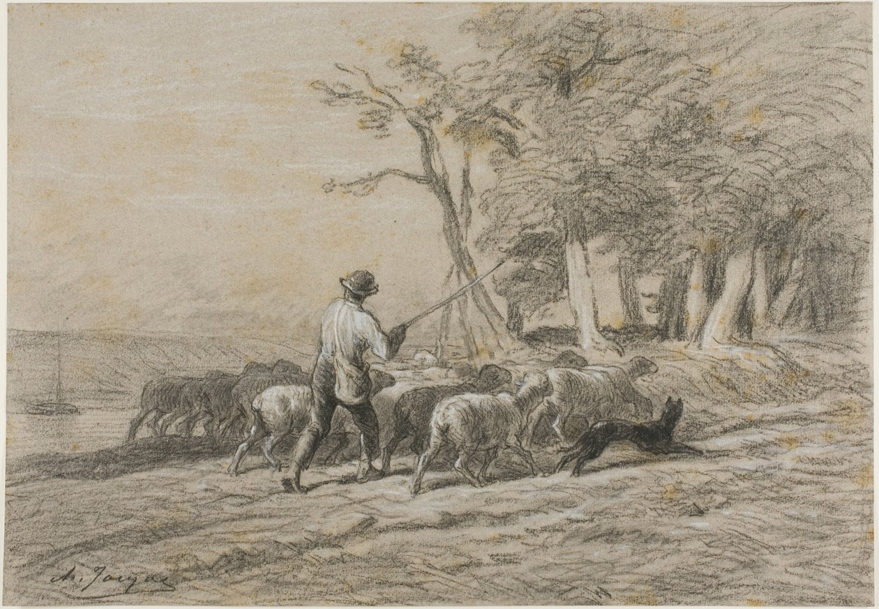 Herden och hans hjord av Charles Emile Jacque